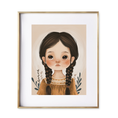 illustration centers around a little girl who will capture your heart and imagination with braided hair. girls nursery art