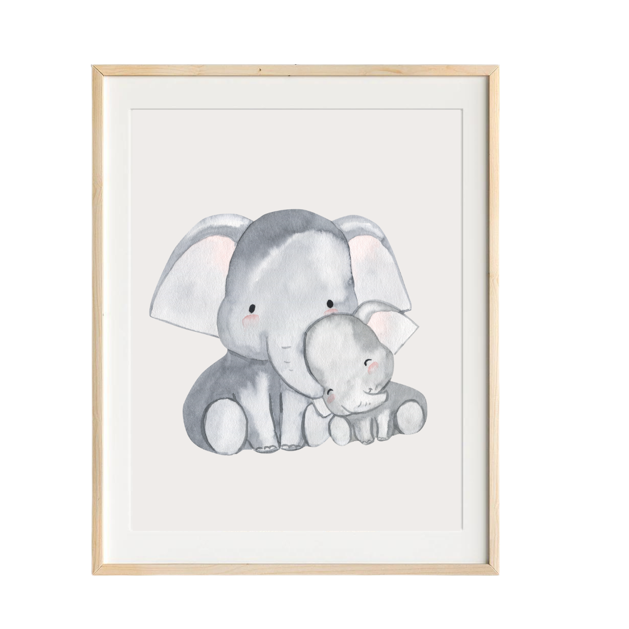 baby and mom elephant nursery art