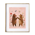 Load image into Gallery viewer,  two bears, caught in a moment of pure bliss amidst a garden blooming with the daintiest of flowers. nursery art
