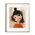 Load image into Gallery viewer, A captivating girl cloaked in the most striking shade of red, her cheeks aglow with a rosy radiance that echoes the purest of joys. nursery wall art
