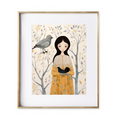 Load image into Gallery viewer, A mystical maiden draped in the sunniest of yellow robes, standing amidst a whispering forest. girls nursery art
