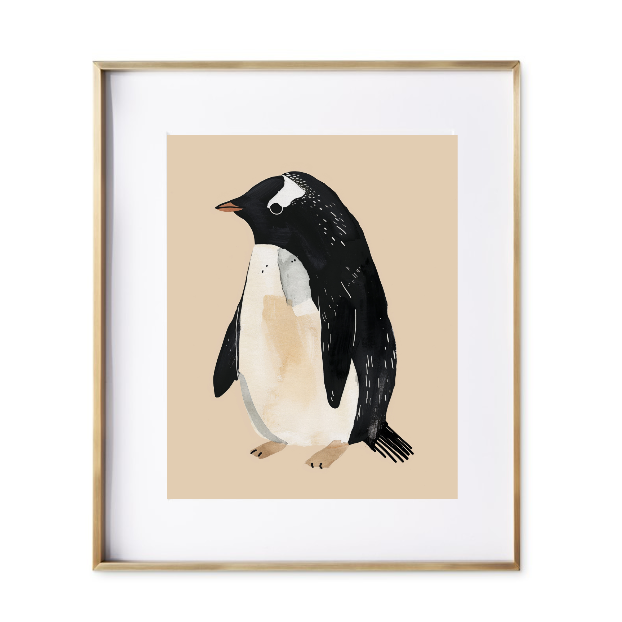 nursery art print features a penguin