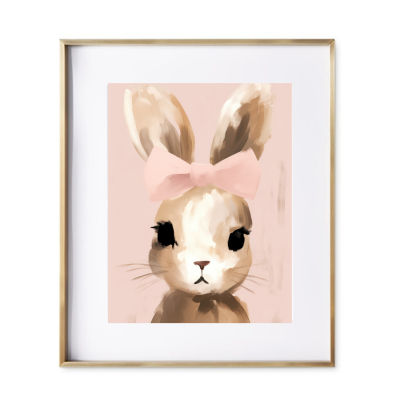 bunny delicate pink bow atop her head, GIRLS ROOM NURSERY