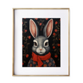 Load image into Gallery viewer, charming rabbit cloaked in a vibrant red scarf nursery art
