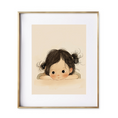 Load image into Gallery viewer,  A charming little girl, lost in contemplation, her delicate face cradled gently in her hands.  nursery art
