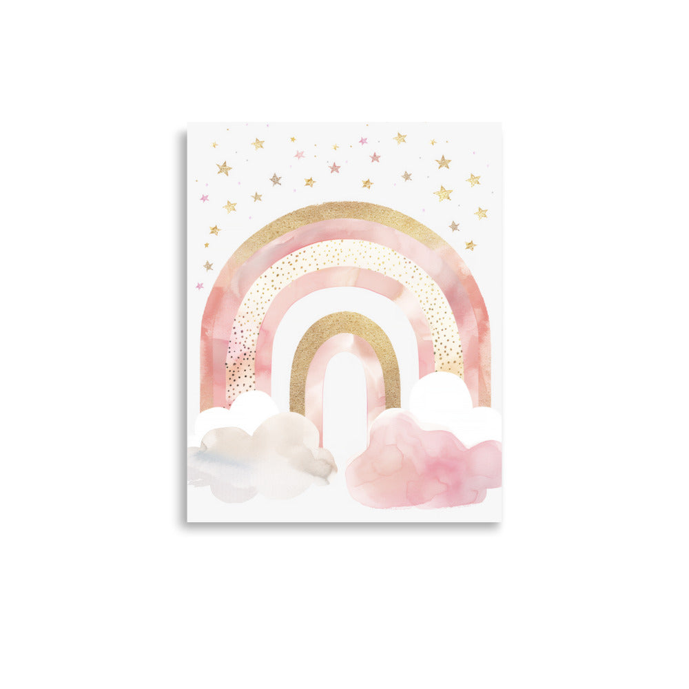 PINK AND GOLD RAINBOW NURSERY ART GIRLS ROOM WALL ART