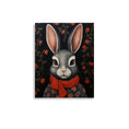 Load image into Gallery viewer, charming rabbit cloaked in a vibrant red scarf nursery art
