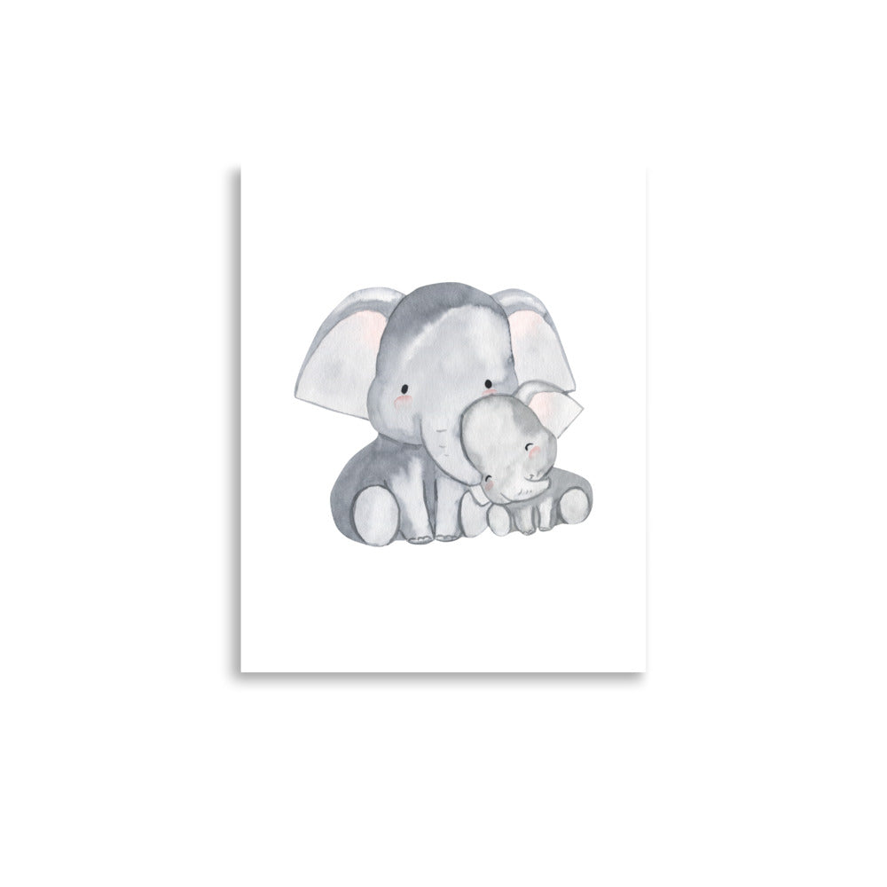 baby room art baby and mom elephant