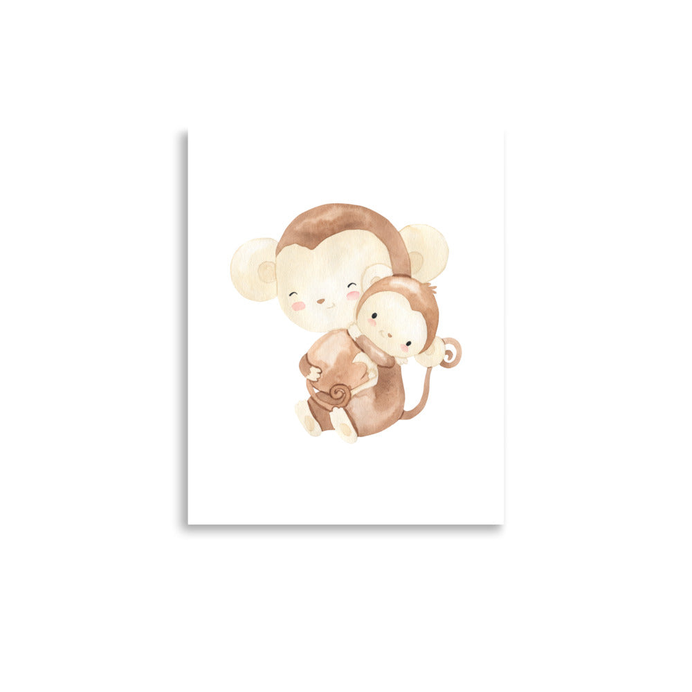 monkey baby animals art print