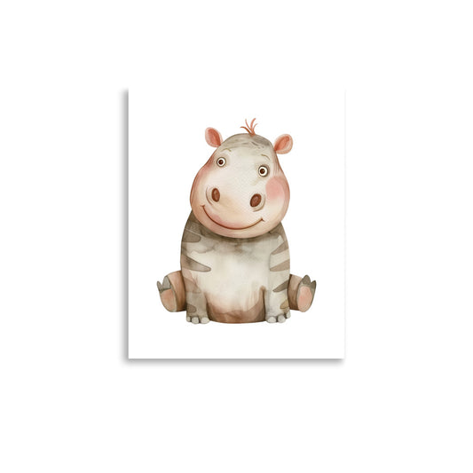 hippo baby animal nursery print