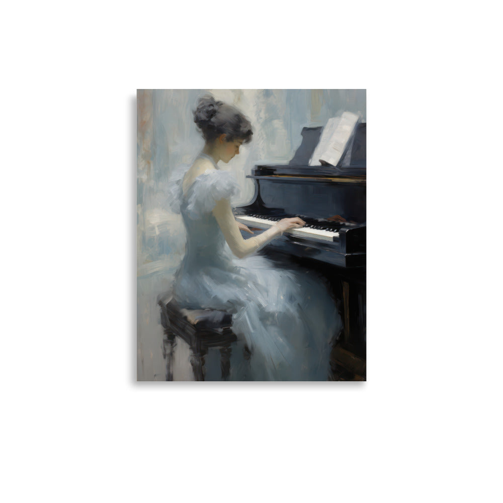 Girl Playing Piano vintage-inspired art print baby room art