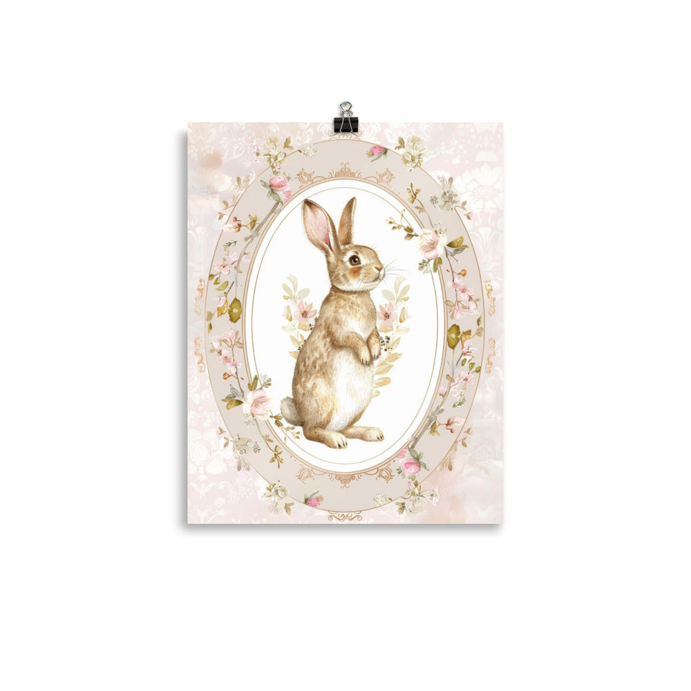 vintage-inspired bunny print baby room art