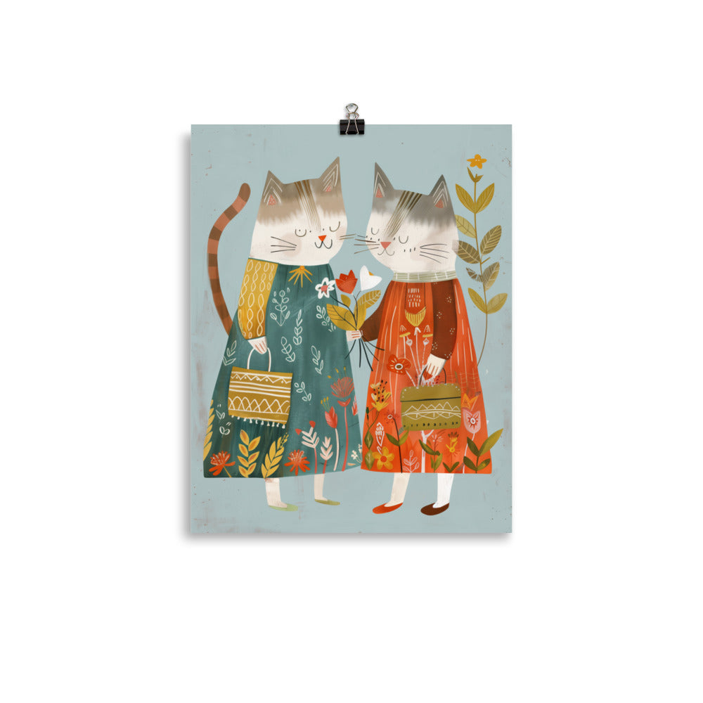 Two fabulously fashionable felines nursery art