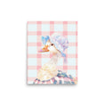 Load image into Gallery viewer,  A charming duck, decked out in a cap and apron, set against a soft, plaid pink background that sings with sweetness.  NURSERY WALL DECOR
