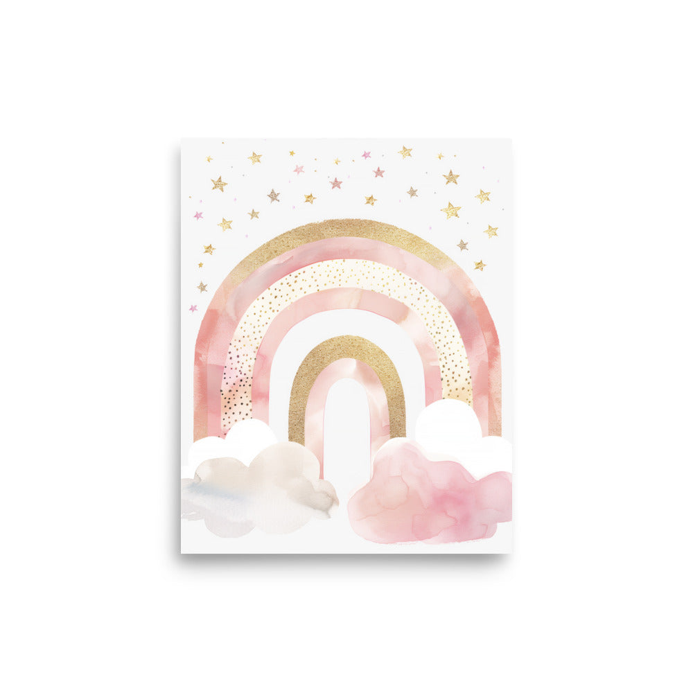 PINK AND GOLD RAINBOW NURSERY ART BABY ROOM DECOR