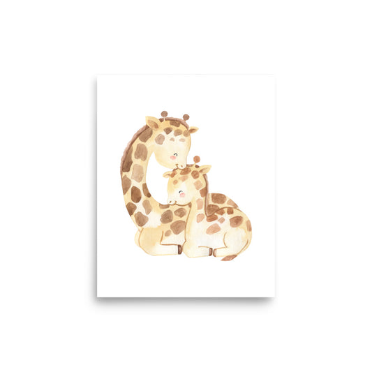 mom and baby giraffe baby animals nursery art