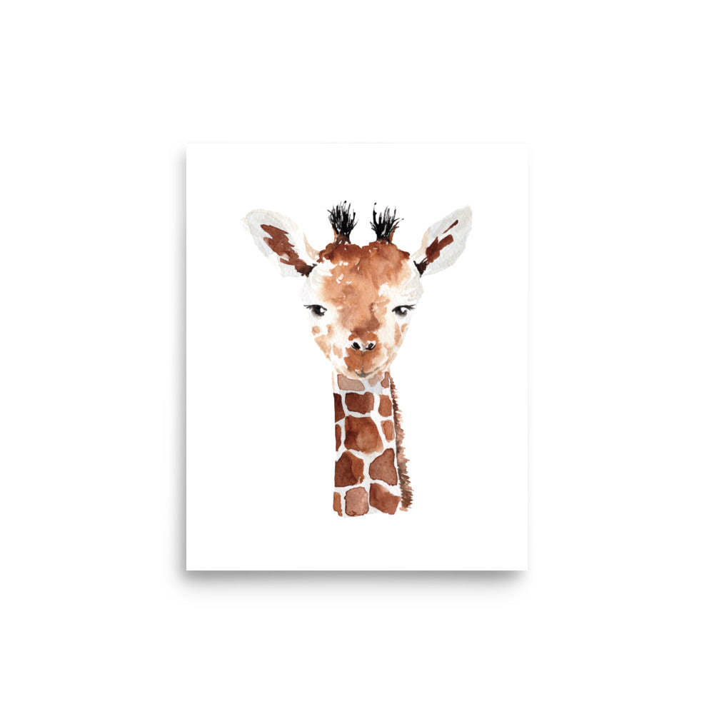 giraffe baby animals art print