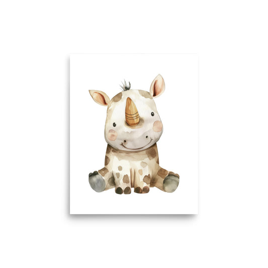 rhino baby animals art print