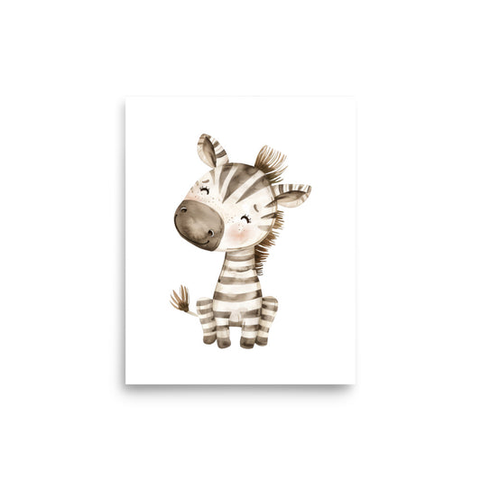 zebra baby animal nursery art print