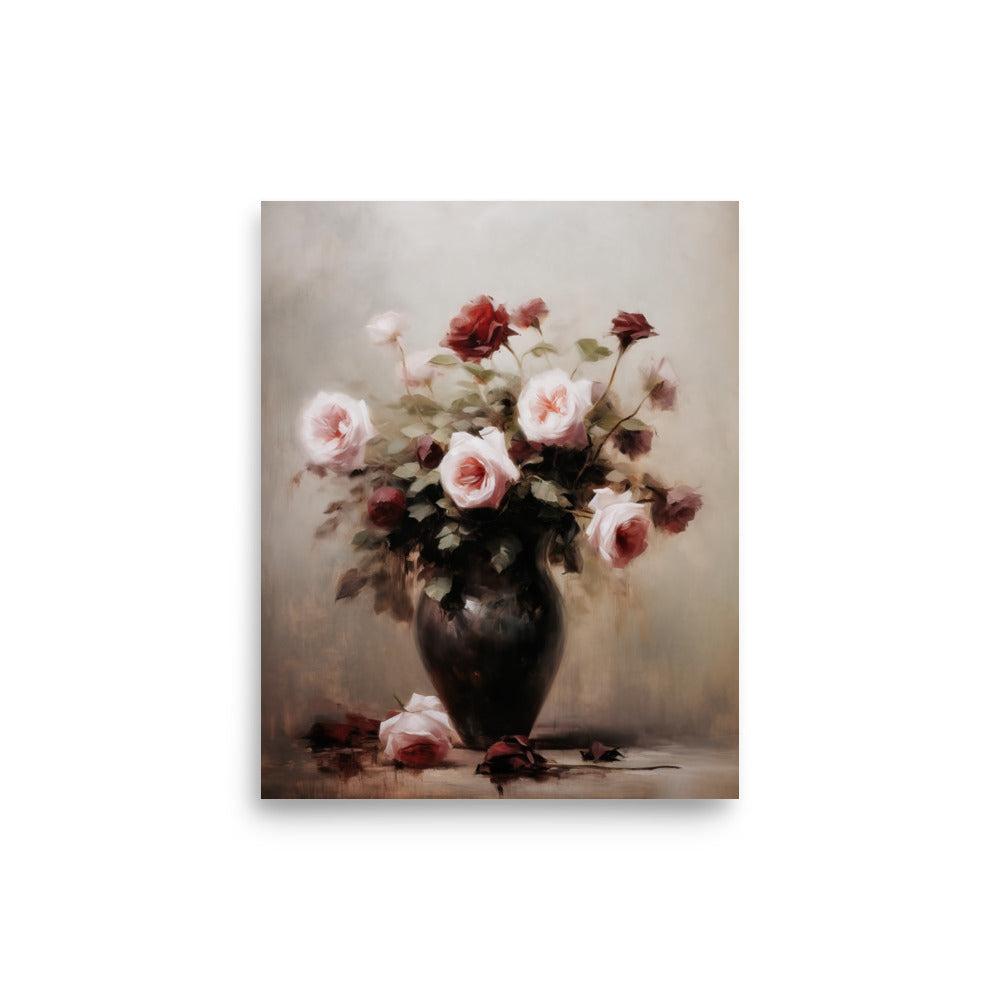 vintage-inspired art print showcasing delicate roses wall art